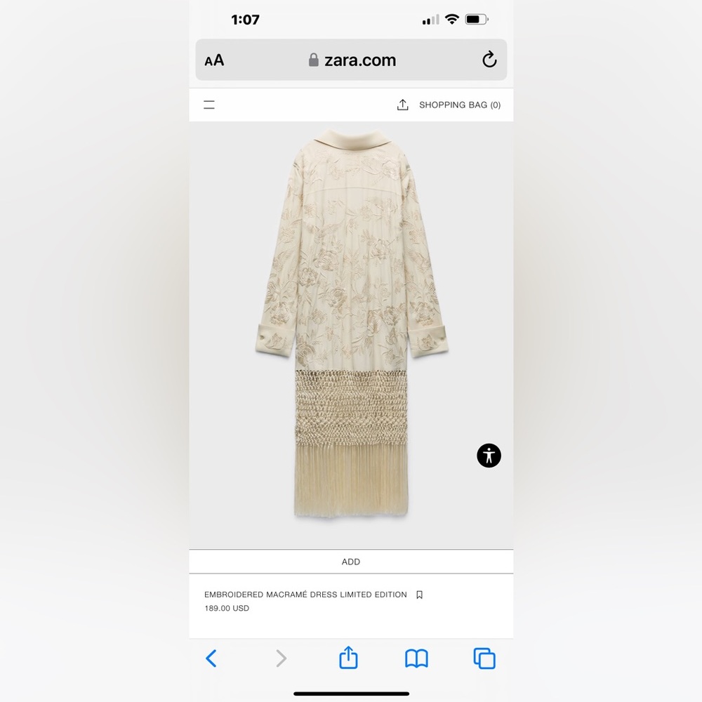 Brand new, unworn, this Season. EMBROIDERED MACRAMÉ DRESS. Very pretty. Size M/L